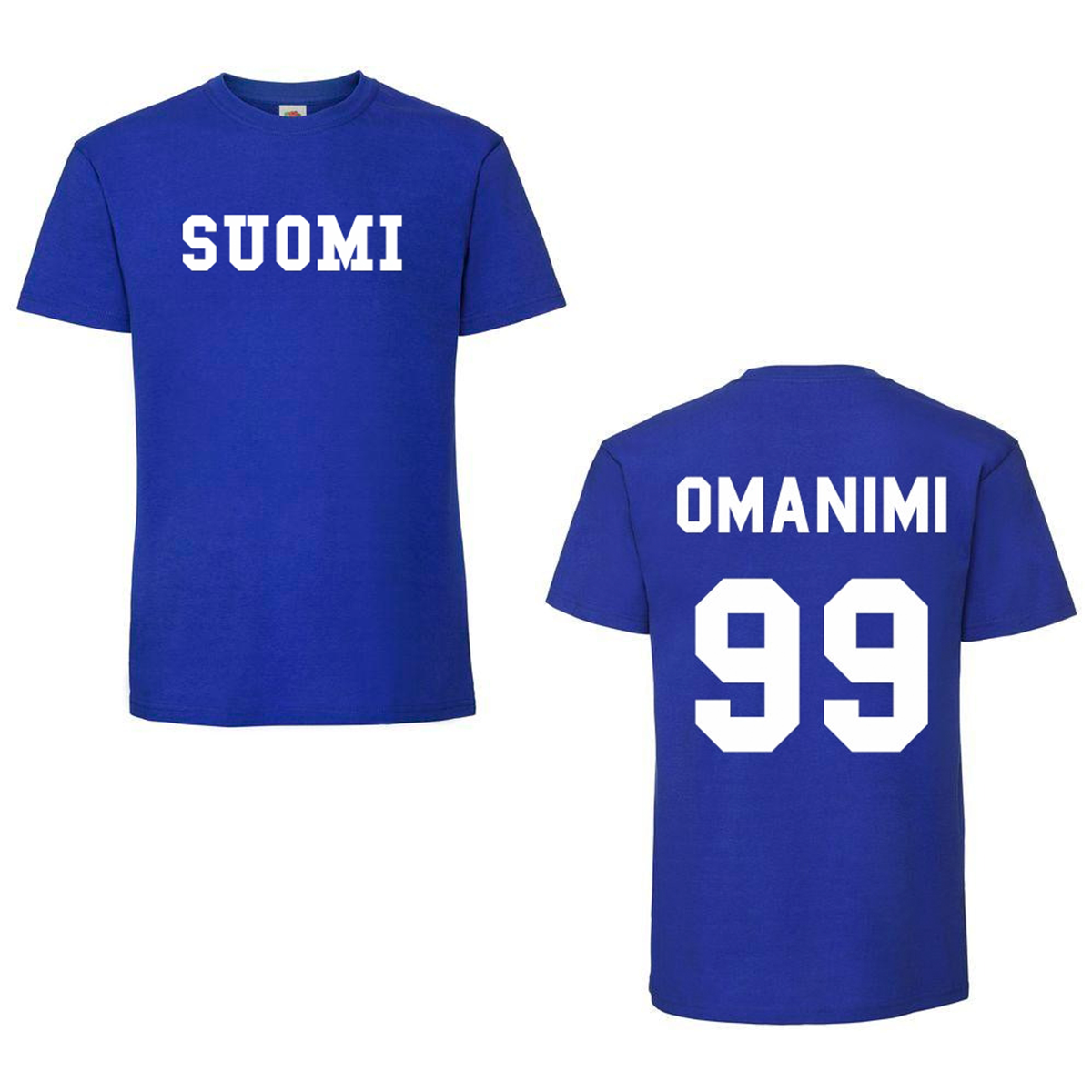 SUOMI T-paita omalla nimellä ja numerolla, unisex